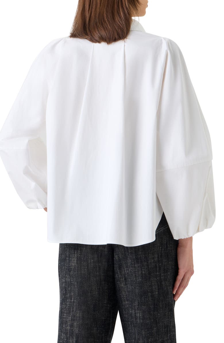 Akris punto Washed Cotton Stretch Sateen Button-Up Shirt, Alternate, color, Cream