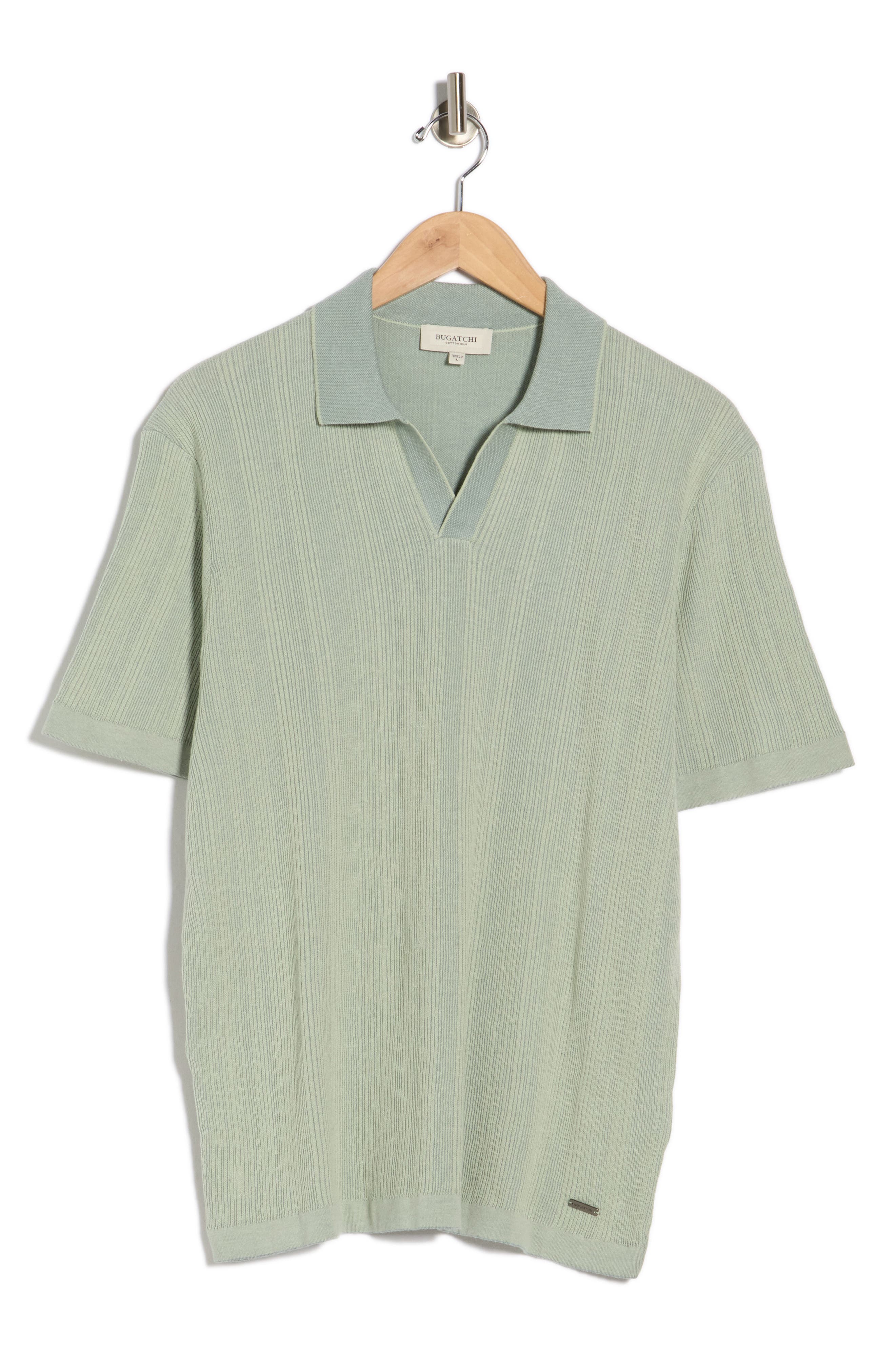 Bugatchi Johnny Collar Ribbed Cotton & Silk Polo Sweater