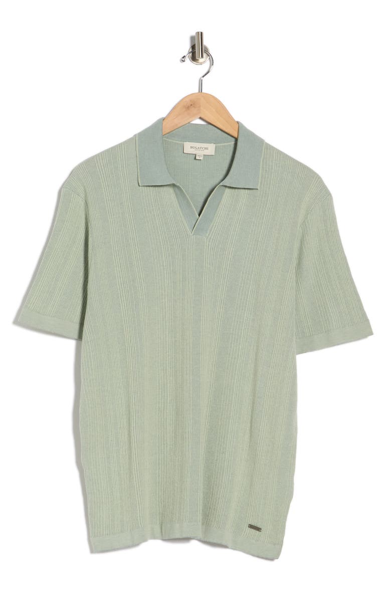 Bugatchi Johnny Collar Ribbed Cotton & Silk Polo Sweater, Main, color, 
