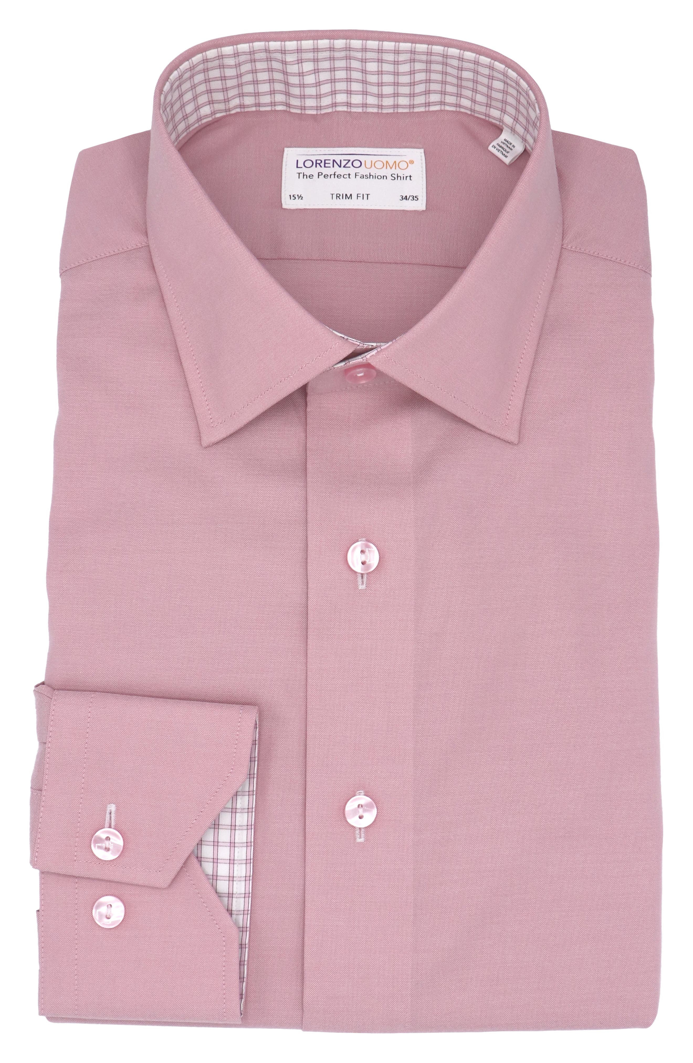 Lorenzo Uomo Trim Fit Solid Stretch Cotton Dress Shirt