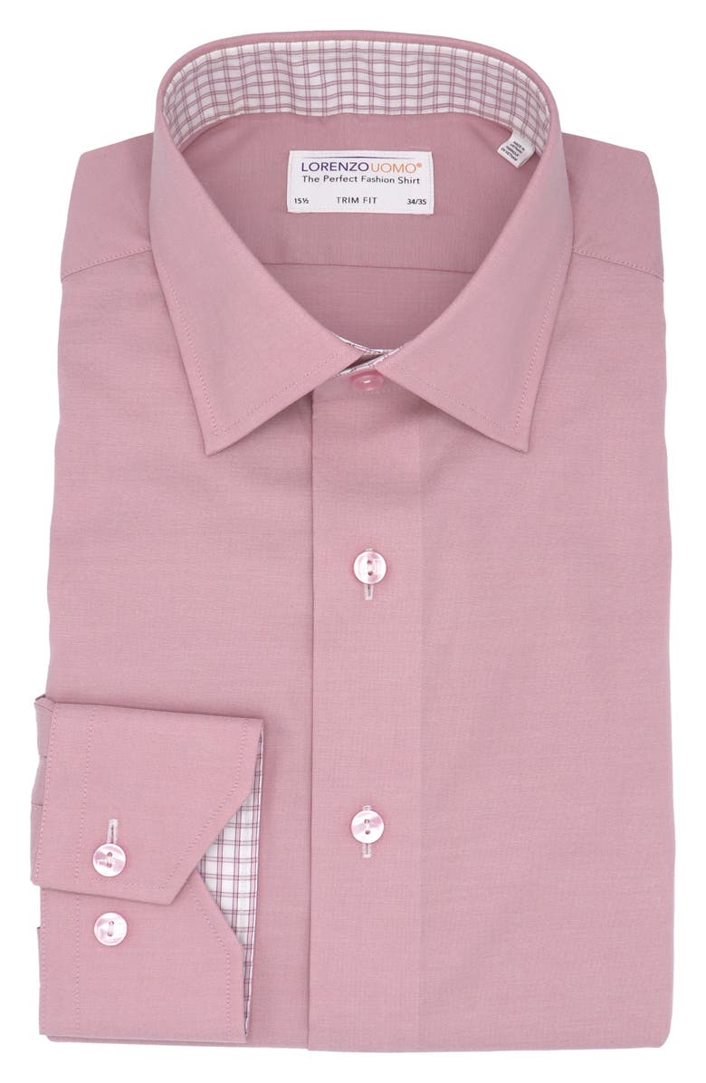 Lorenzo Uomo Trim Fit Solid Stretch Cotton Dress Shirt, Main, color, Rose