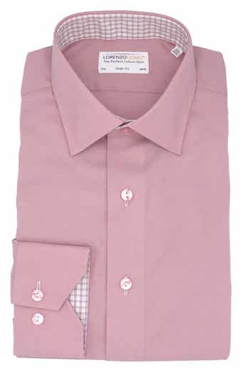 Lorenzo Uomo Trim Fit Solid Stretch Cotton Dress Shirt