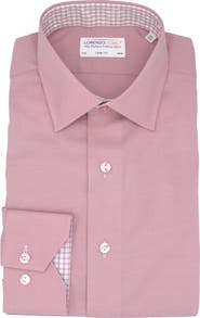 Lorenzo Uomo Trim Fit Solid Stretch Cotton Dress Shirt