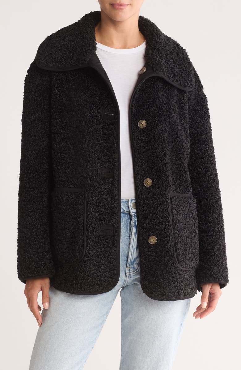 Lucky Brand Reversible Faux Shearling & Faux Suede Barn Jacket, Alternate, color, 