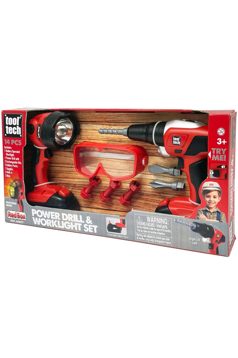 Toy Power Drill and Worklight Set, Alternate, color, Red
