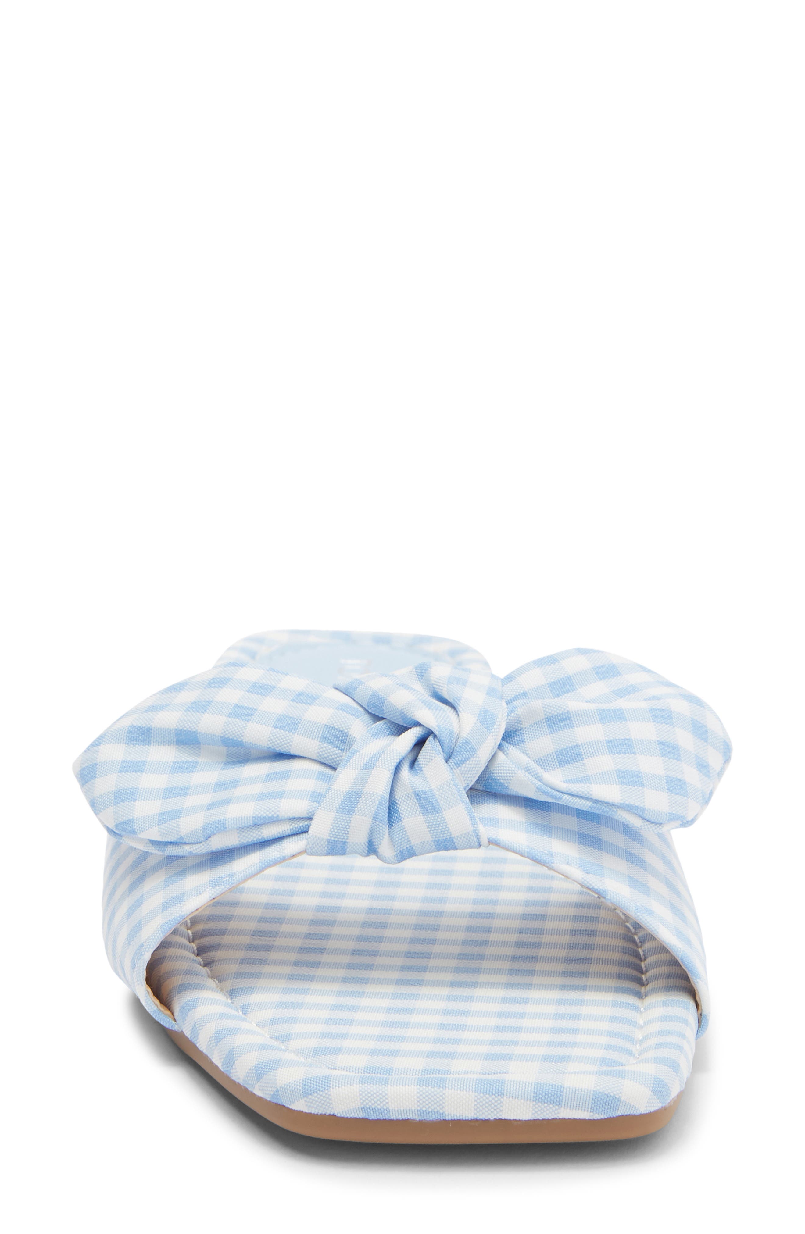 TOP MODA Penny Gingham Bow Slide Sandal, Alternate, color, Blue