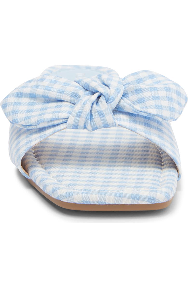 TOP MODA Penny Gingham Bow Slide Sandal, Alternate, color, Blue