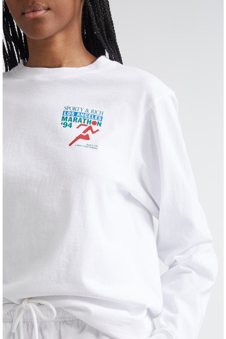 LA Marathon Long Sleeve Cotton T-Shirt, Alternate, color, WHITE