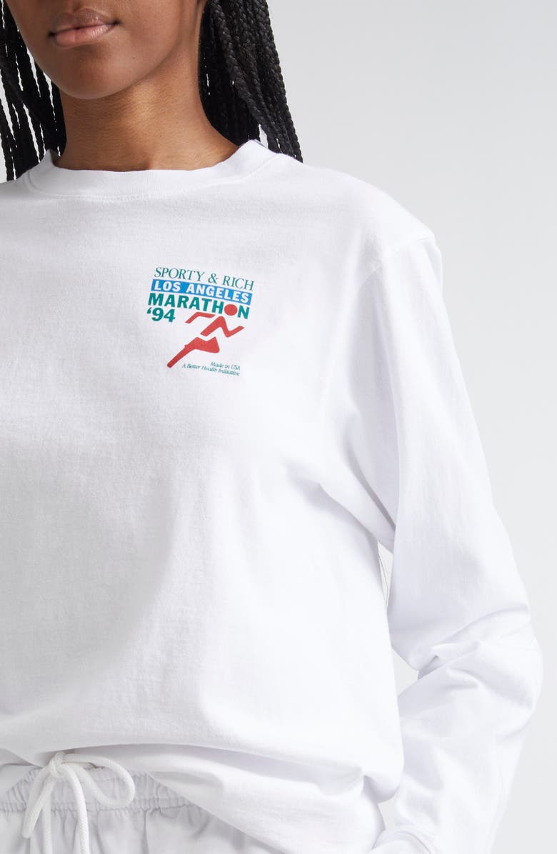 Sporty & Rich LA Marathon Long Sleeve Cotton T-Shirt, Alternate, color,