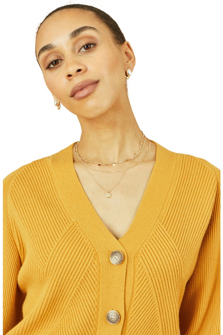 Knitted Stitch Detail Cardigan, Alternate, color, Mustard