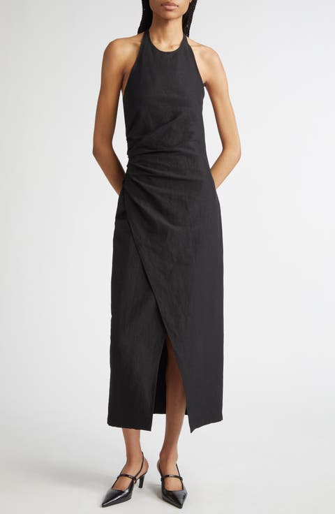 Sylvie Halter Neck Linen Blend Dress