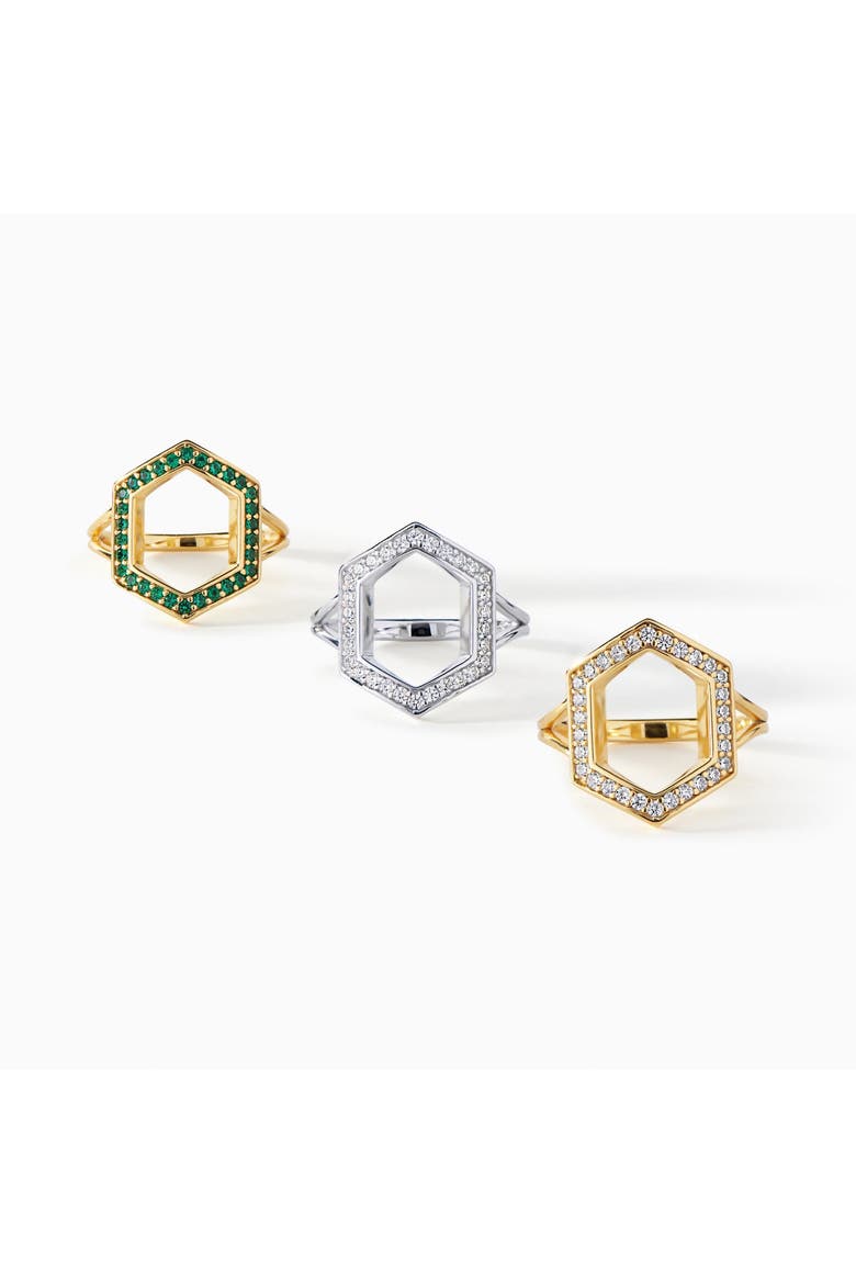 The Donna Ring, Alternate, color, Gold/Emerald CZ