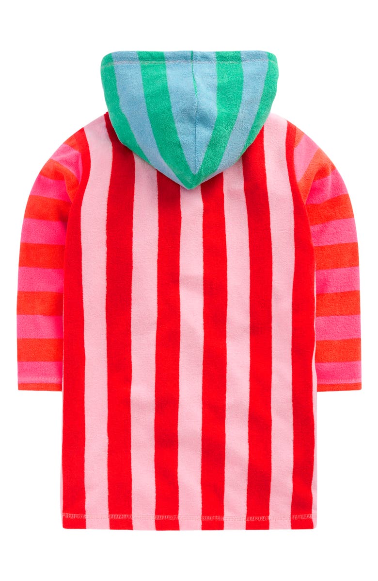 Mini Boden Kids' Romie Towelling Stripe Cover-Up Dress, Alternate, color, Red Multi Stripe
