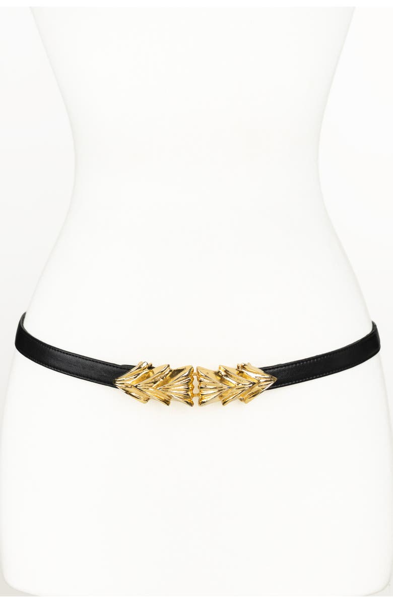 Raina Belts Three Shells Buckle Leather Belt, Main, color, Black