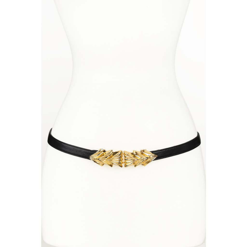 Raina Belts Three Shells Buckle Leather Belt In Black