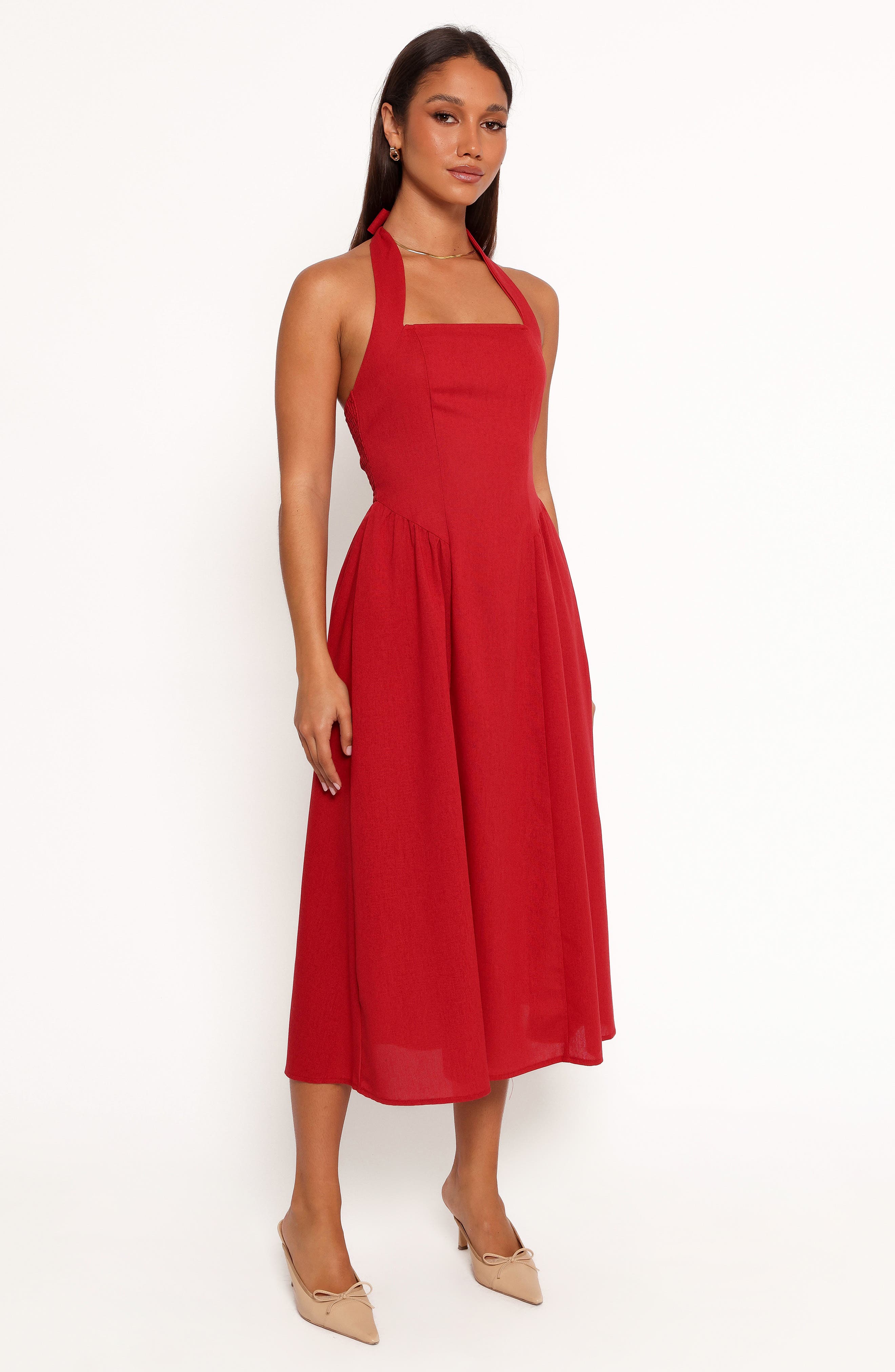 prasetijo halter midi dress Petal & Pup Ramona Linen (Women) Shoulder gown