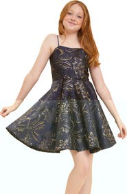 Un Deux Trois Fit and Flare Party Dress in Longer Length