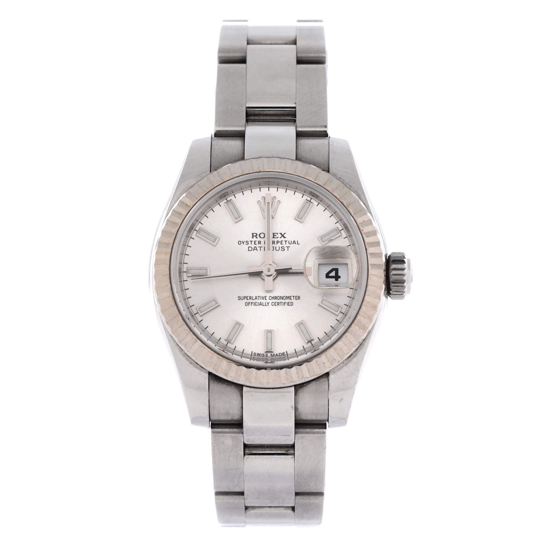 Oyster Perpetual Datejust Automatic Watch Stainless Steel and White Gold 26, Main, color, Metallic Silver