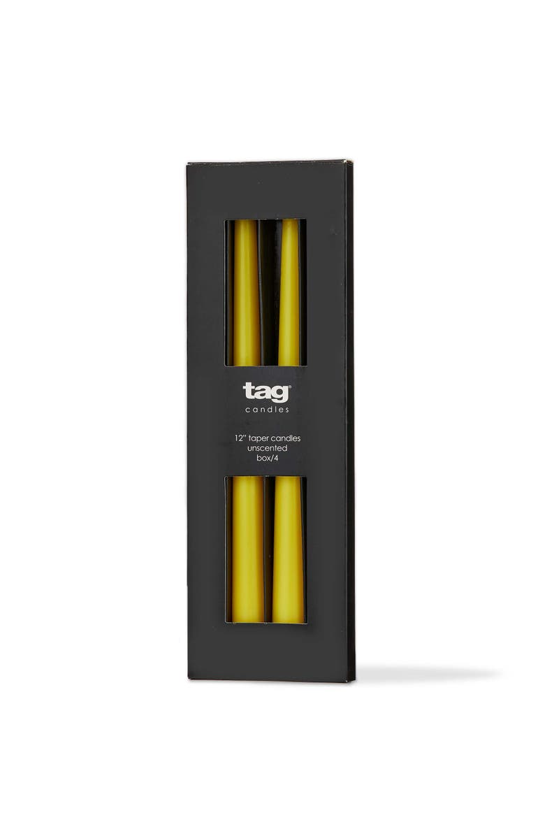 tag Color Studio Yellow Taper Candles Set of 4 Unscented, Main, color, Yellow