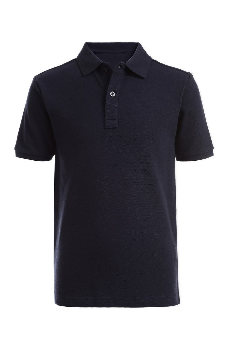Nautica Short Sleeve Double Pique Polo Uniform Shirt, Main, color, 410 Navy