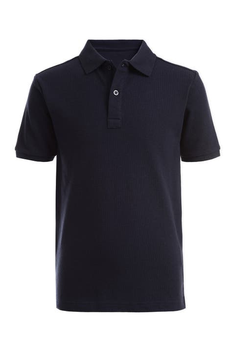 Short Sleeve Double Pique Polo Uniform Shirt (Big Boys)