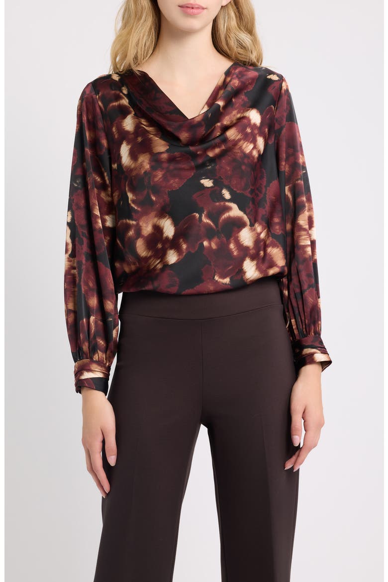 Cowl Neck Floral Print Top, Main, color, ANNE BLACK MULTI