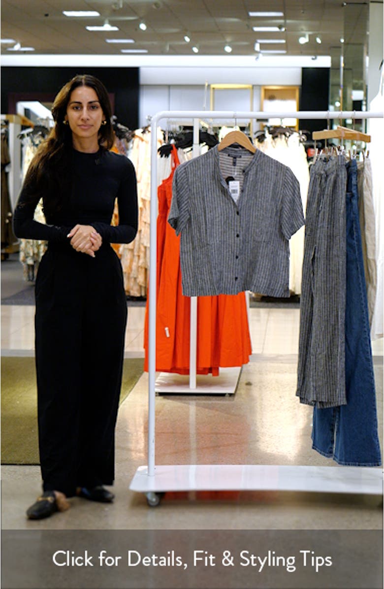 Mandarin Collar Organic Linen Button-Up Shirt, sales video thumbnail