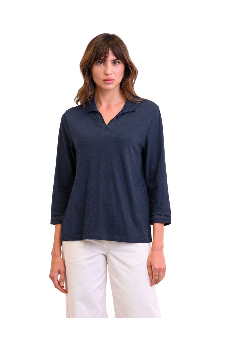Slub Jersey Trim Detail Polo Top, Main, color, DARK NAVY