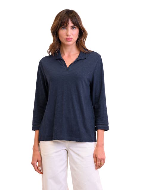 Slub Jersey Trim Detail Polo Top