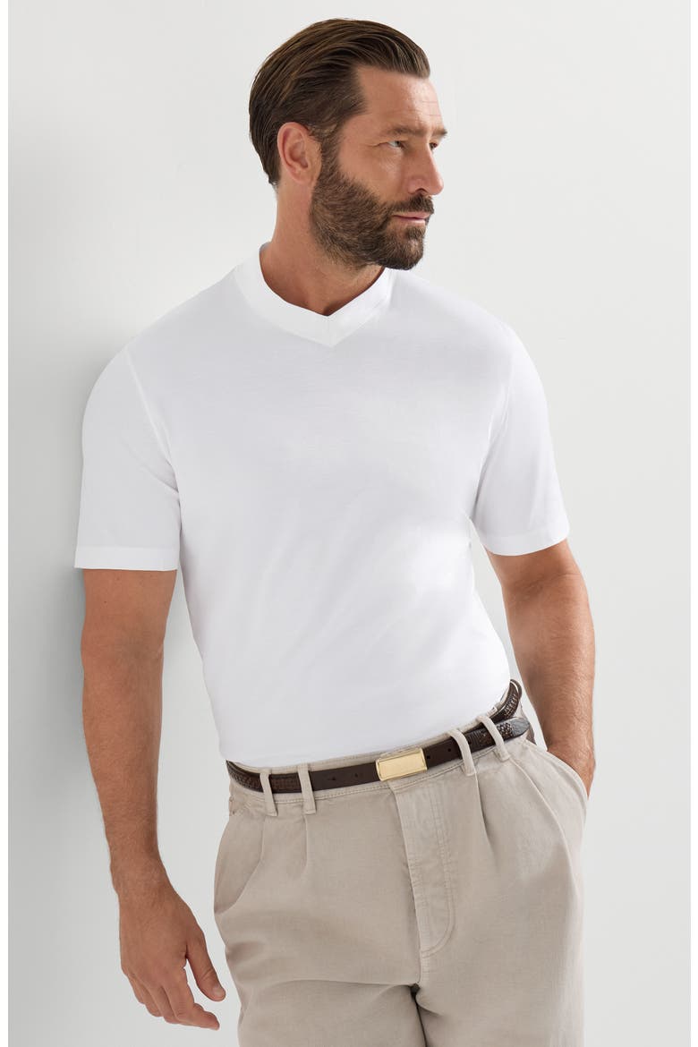 Cotton jersey V-neck T-shirt, Alternate, color, White