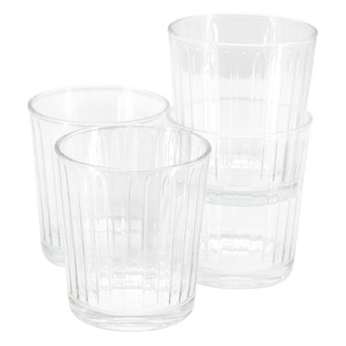 Gibson Home Moonstone 4 Piece 13.5 Ounce Double Old-fashioned Glass Set In Transparent