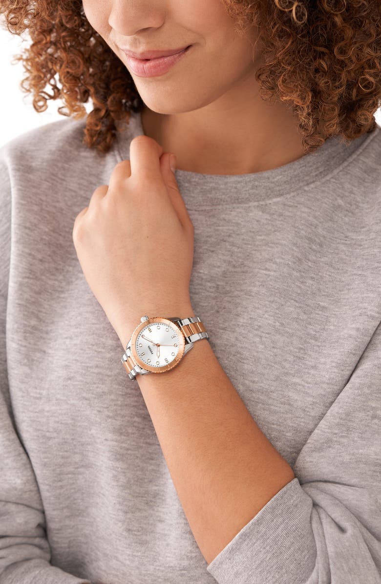 Fossil Dayle Two-Tone Quartz Bracelet Watch, 38mm, Alternate, color,