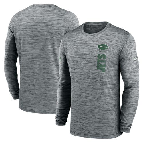 Nike Gray New York Jets 2024 Sideline Velocity Performance Long Sleeve T-shirt
