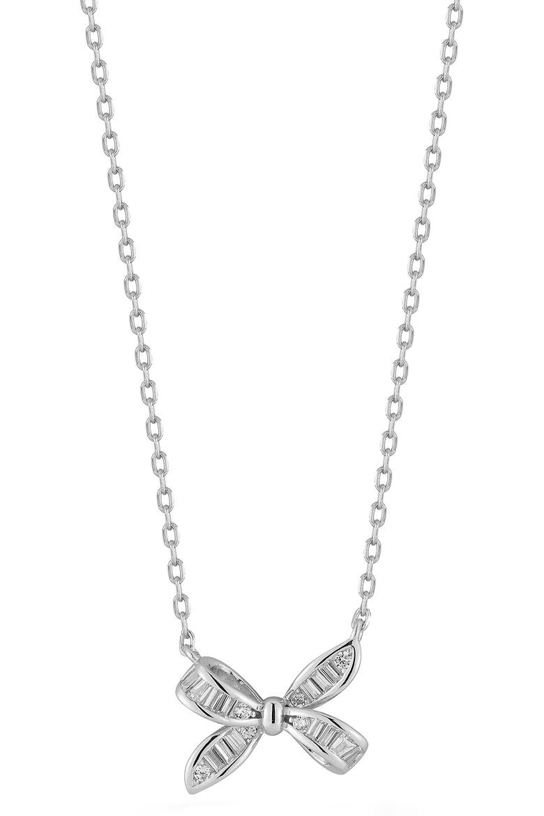 Bow Pendant Necklace, Main, color, SILVER