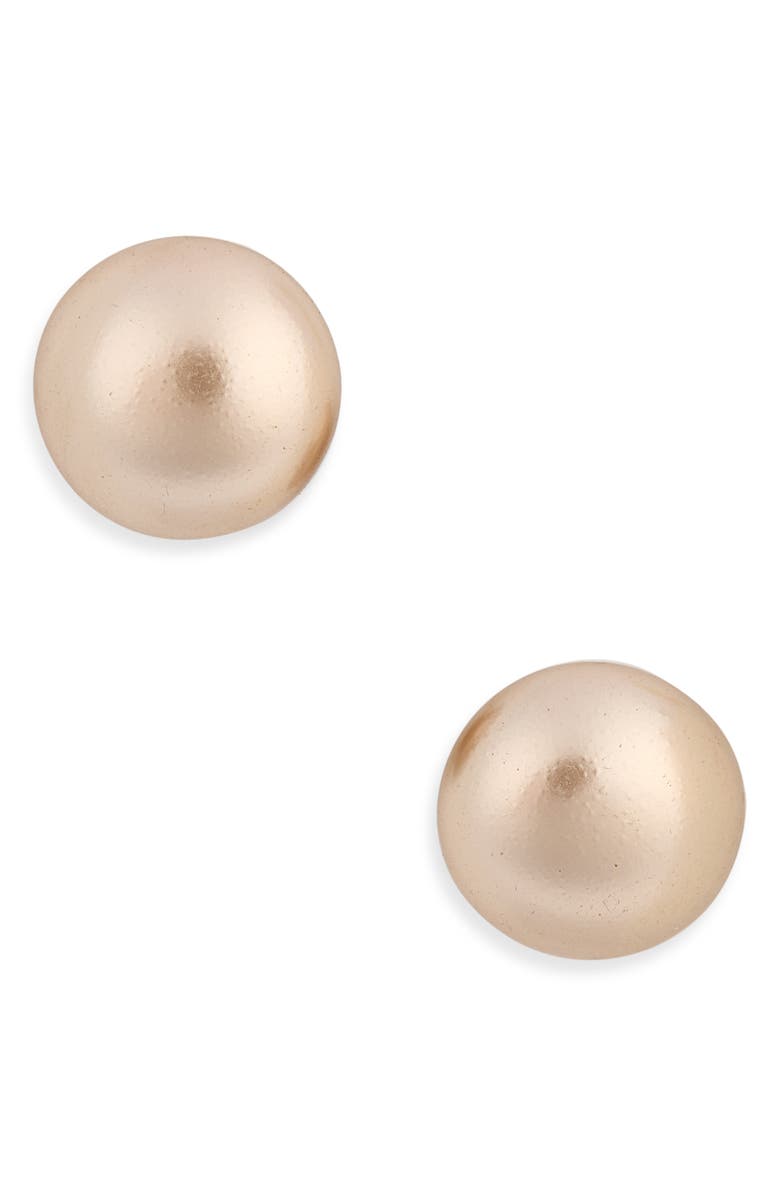 Kenneth Jay Lane Faux Pearl Stud Earrings, Main, color, Beige