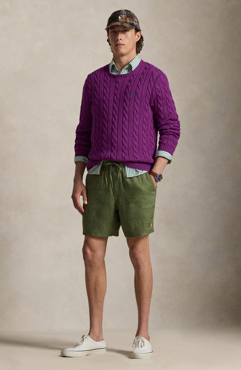 Polo Ralph Lauren Polo Prepster 6-Inch Drawstring Linen Shorts, Alternate, color, Garden Trail