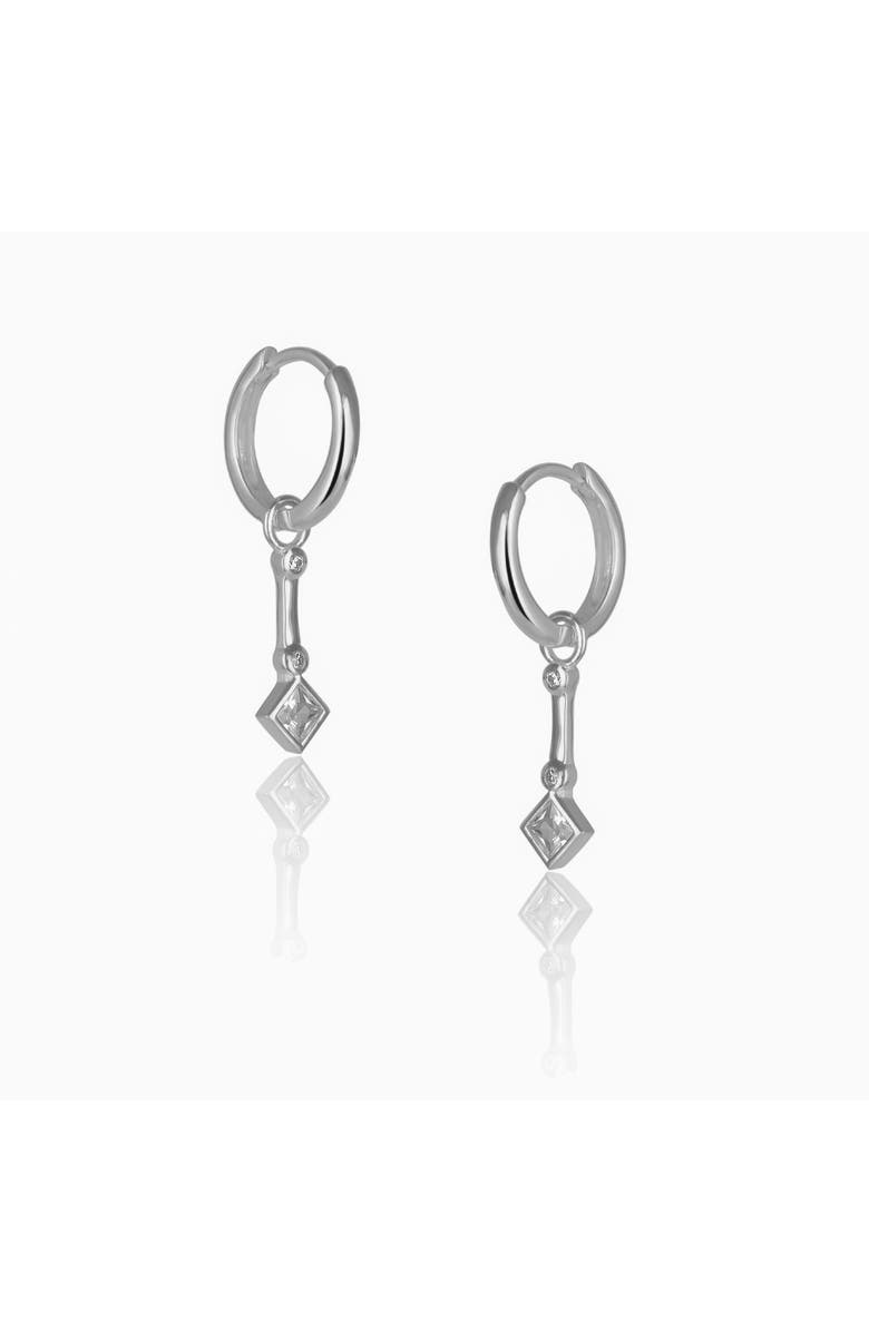 Spero London Sterling Silver Rhombus Drop Hoop Earring, Main, color, Silver
