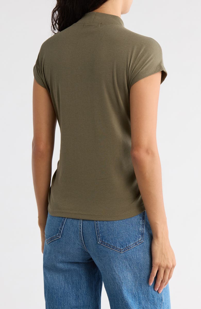 Sanctuary Cap Sleeve Ribbed Crossover T-Shirt, Alternate, color, Willow Green