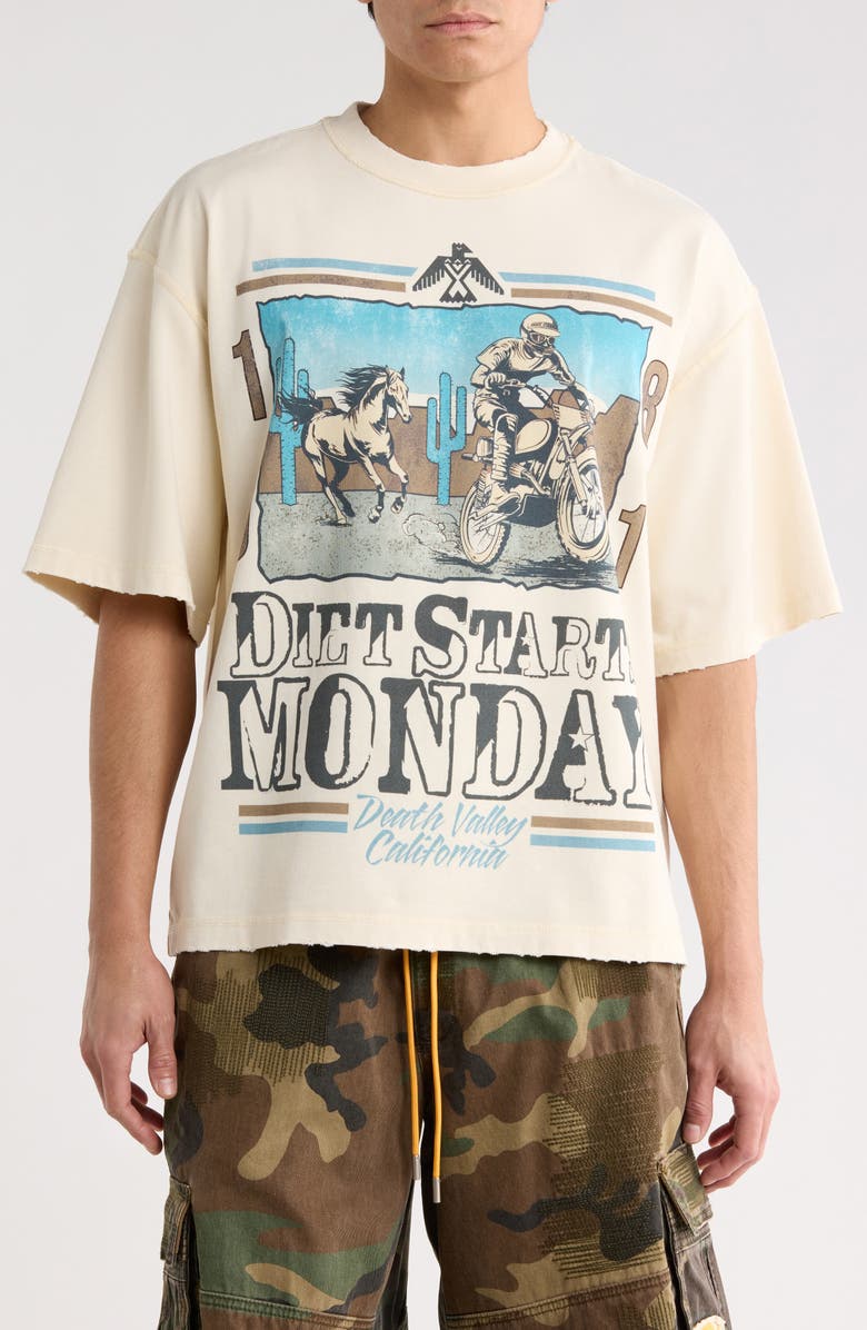 DIET STARTS MONDAY '81 Racing Cotton Graphic T-Shirt, Main, color, Antique White