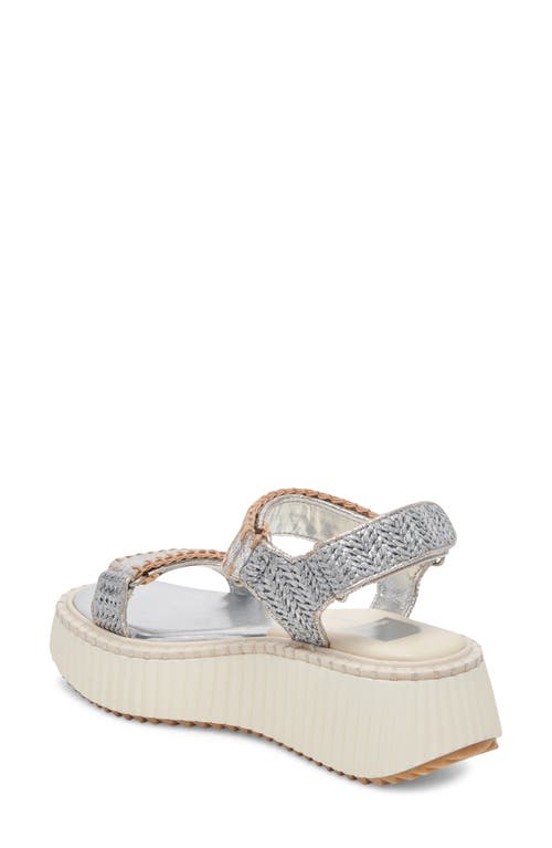 Dolce Vita Debra Platform Sandal In Silver Distressed Leather