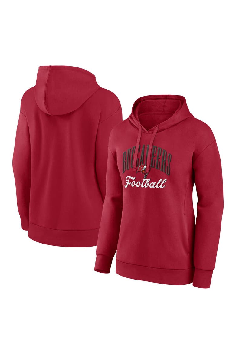 Women's Fanatics Red Tampa Bay Buccaneers Team Logo Victory Script Pullover Hoodie, Main, color, Red