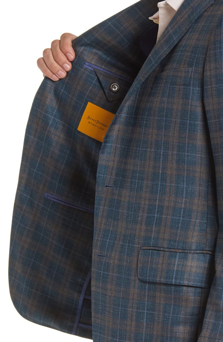 Hickey Freeman Plaid Wool Blend Sport Coat, Alternate, color,