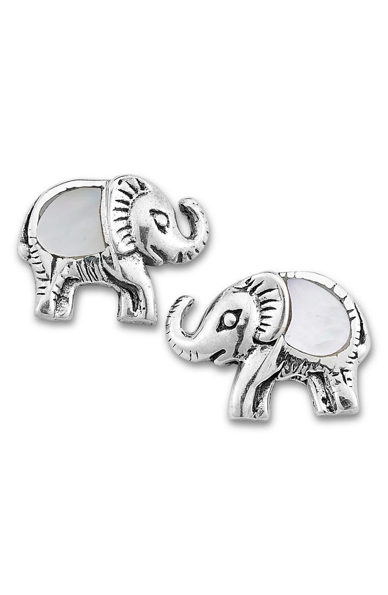 SAMUEL B. Elephant Stud Earrings, Main, color, White