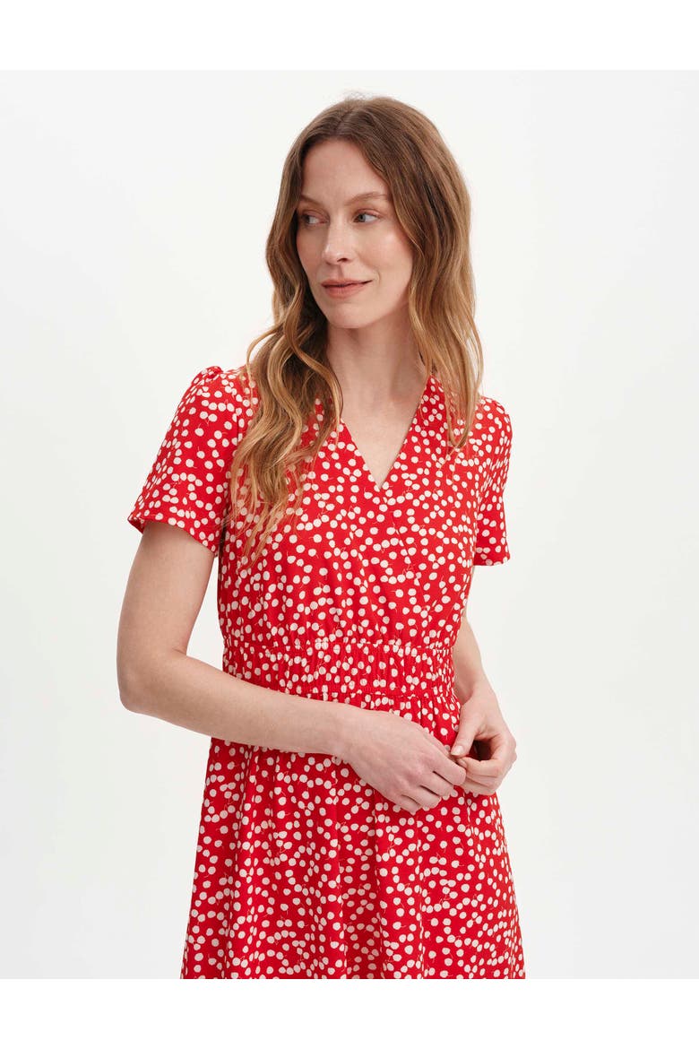 Deena Wrap Fit Midi Dress, Alternate, color, Red Cherry Spot
