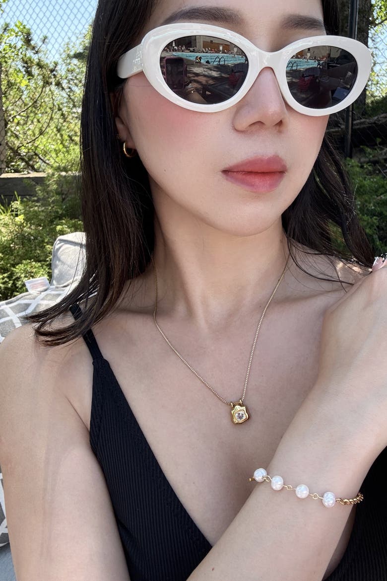 Ivery CZ Pendant Necklace, Alternate, color, Gold