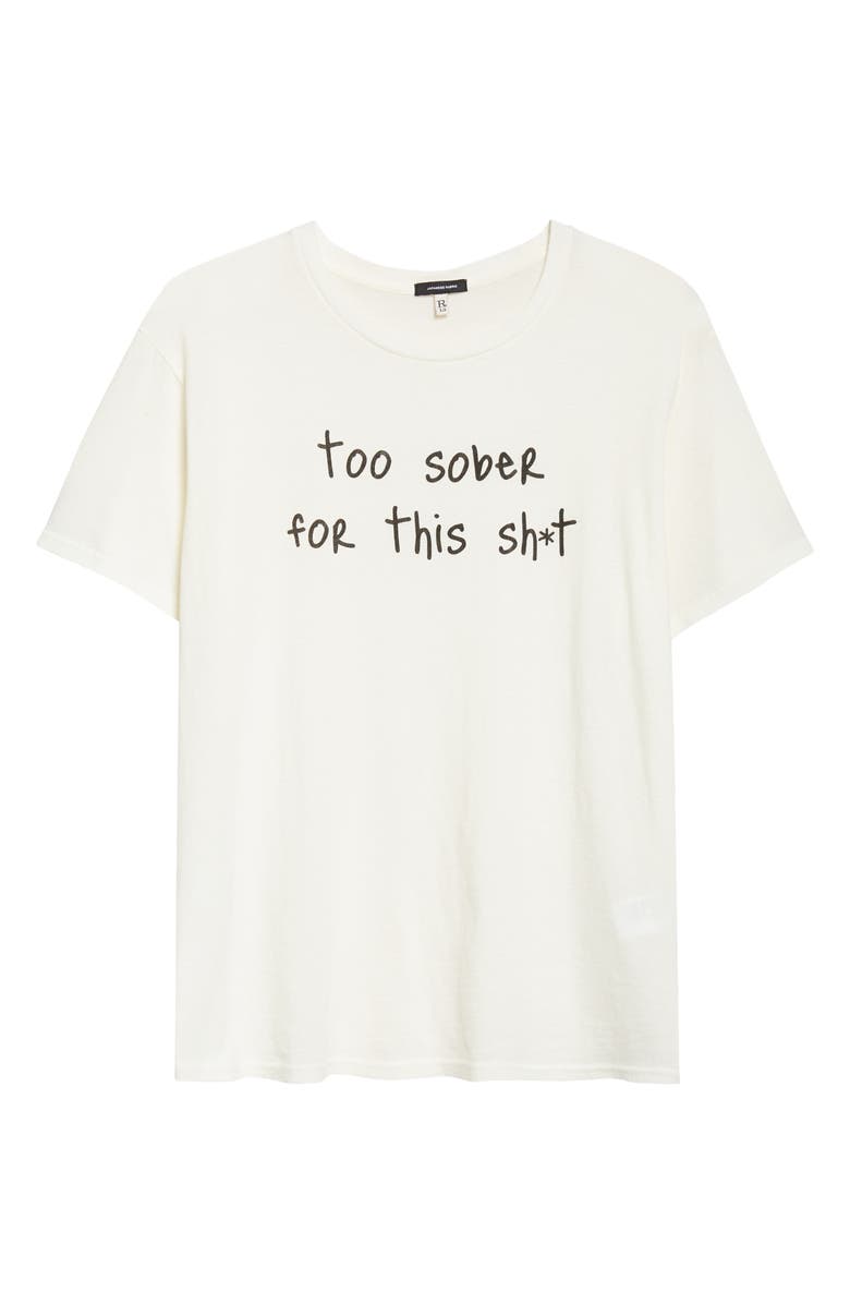R13 Too Sober Cotton & Cashmere Graphic T-Shirt, Main, color, Ecru White