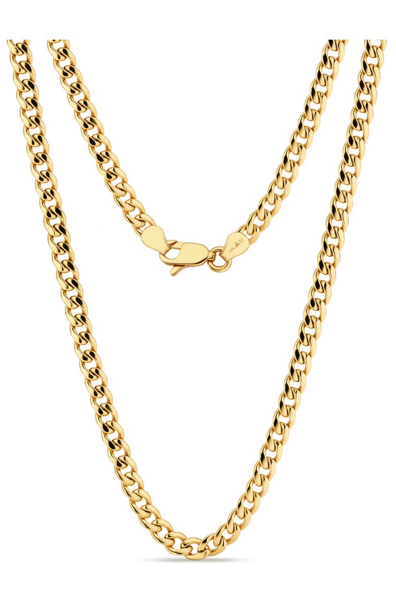 DEVATA Cuban Chain Necklace in 14K Gold, Main, color, Yellow Gold
