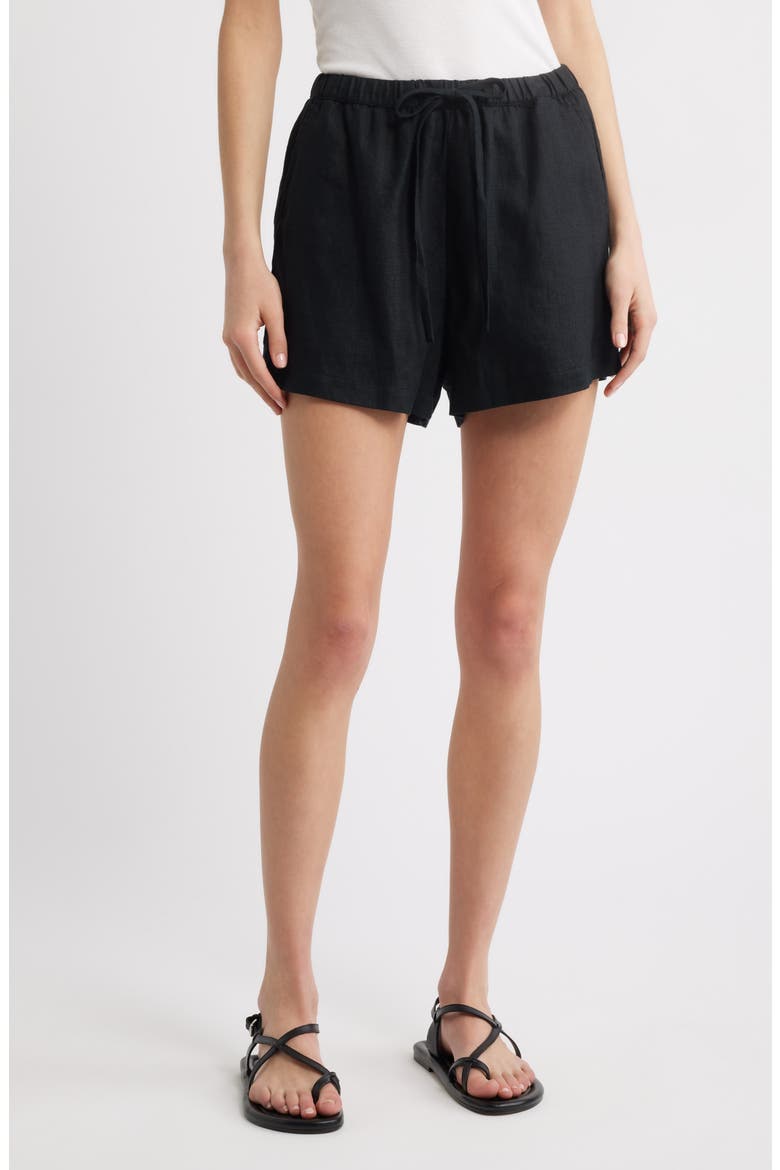 Jenner Linen Drawstring Shorts, Main, color, BLACK