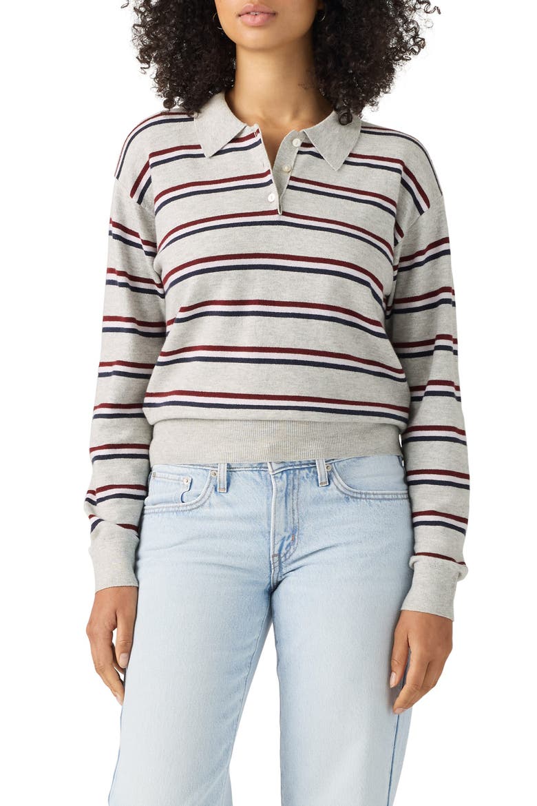 Stripe Supersoft Polo, Main, color, JADE STRIPE LIGHT GREY HEATHER