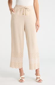Ellen Tracy Eyelet Scallop Hem Pants